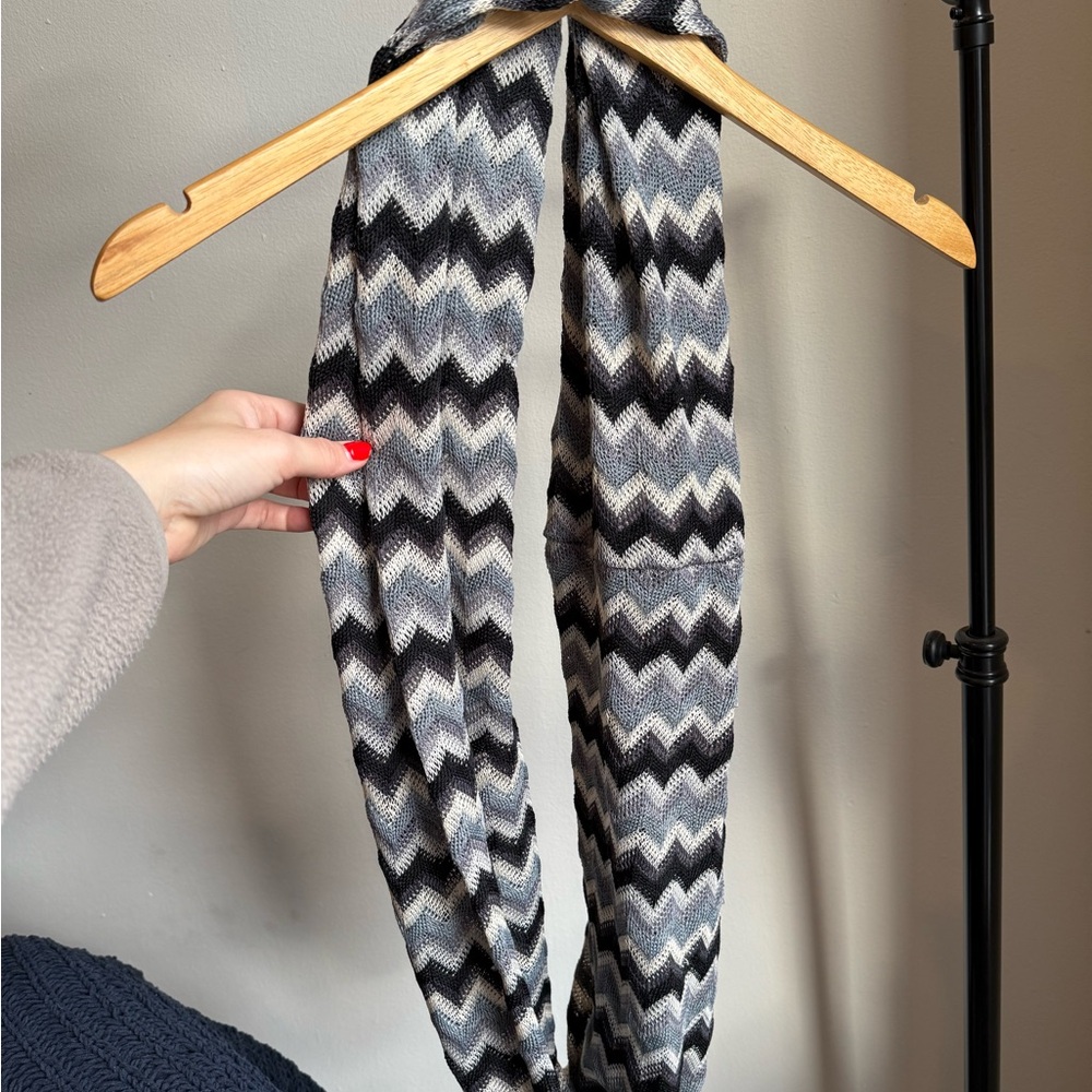 Scarf Blue Chevron Patterned